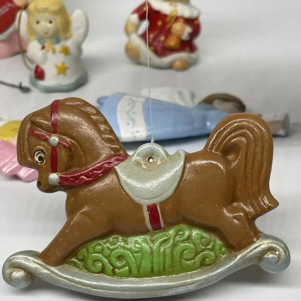 Hand Painted‎ Ceramic Christmas Ornaments Vintage Mixed LOT of 10